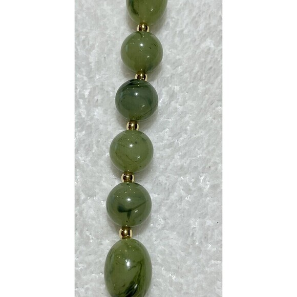 Joan Rivers VTG NECKLACE SEMI PRECIOUS Green Jasper POLISHED STONE 12mm 30in - Picture 8 of 8